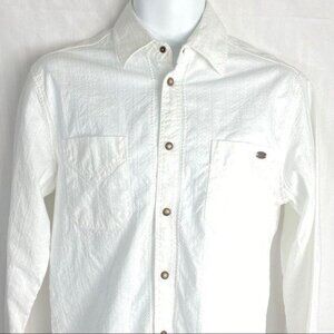 Farmers Market Iceland White Skogar Shirt‎ Textured Diamond Pattern Men's S